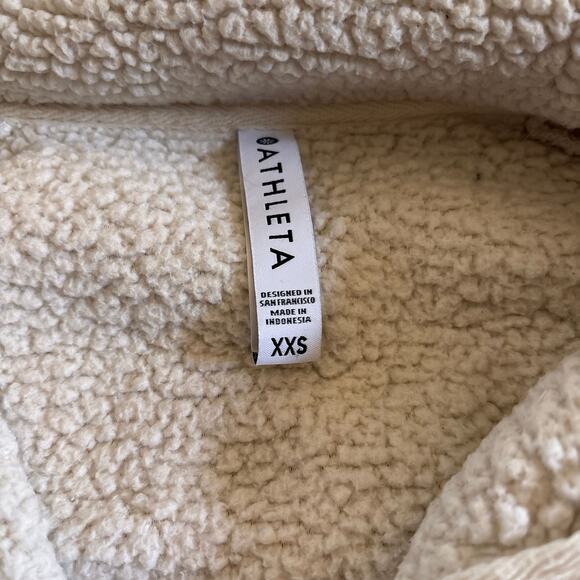 Athleta Tugga Ivory White Sherpa Fleece Full Zip Cropped Jacket XXS - Picture 4 of 7
